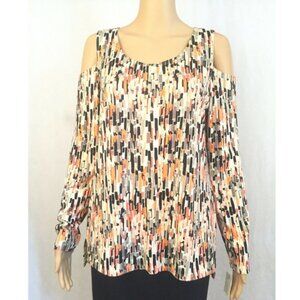 Claudia Ev Beige Abstract Print Blouse Size Medium